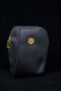 Black Crossbody with Gold Sun Emblem