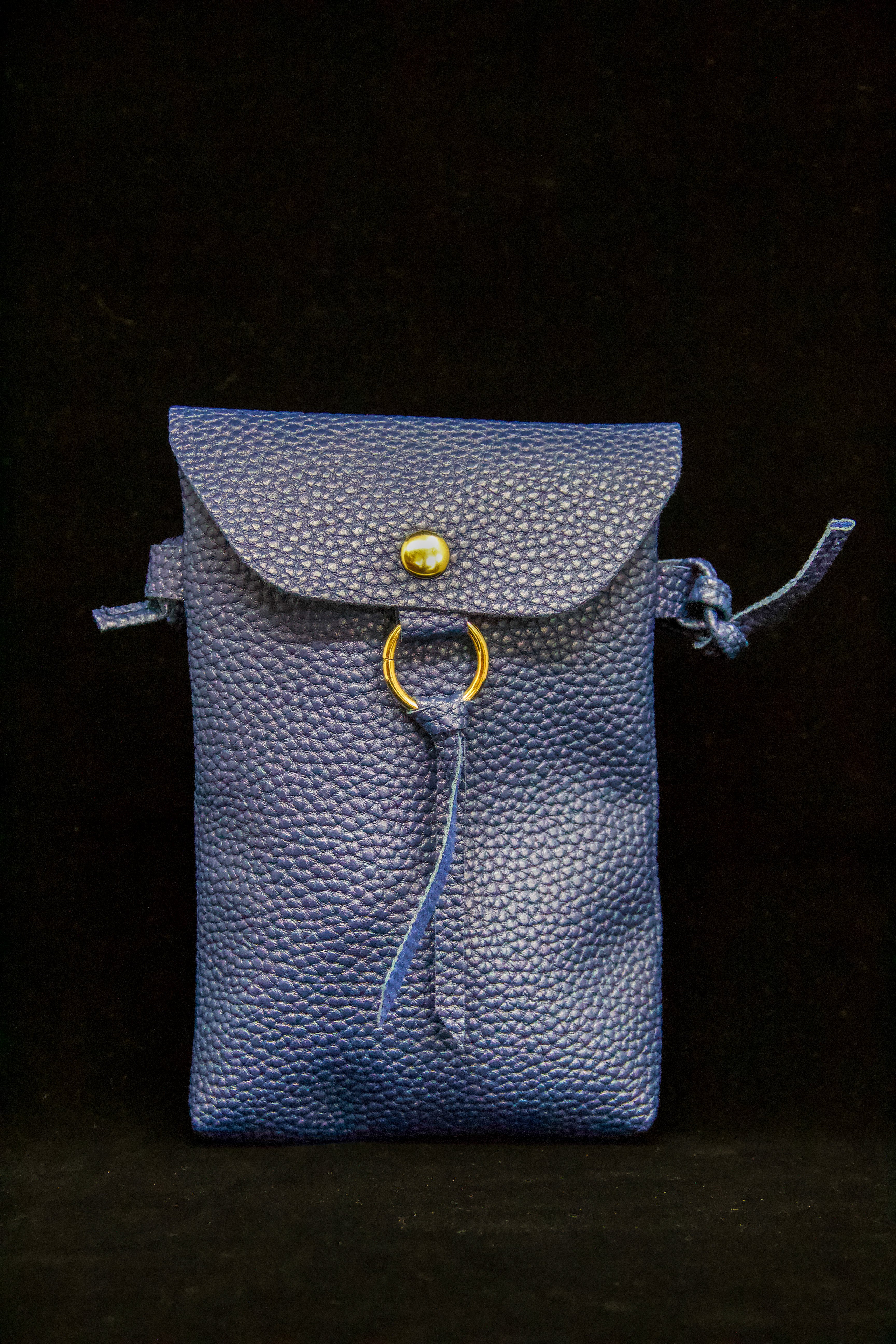 Navy Pebbled Crossbody Pouch