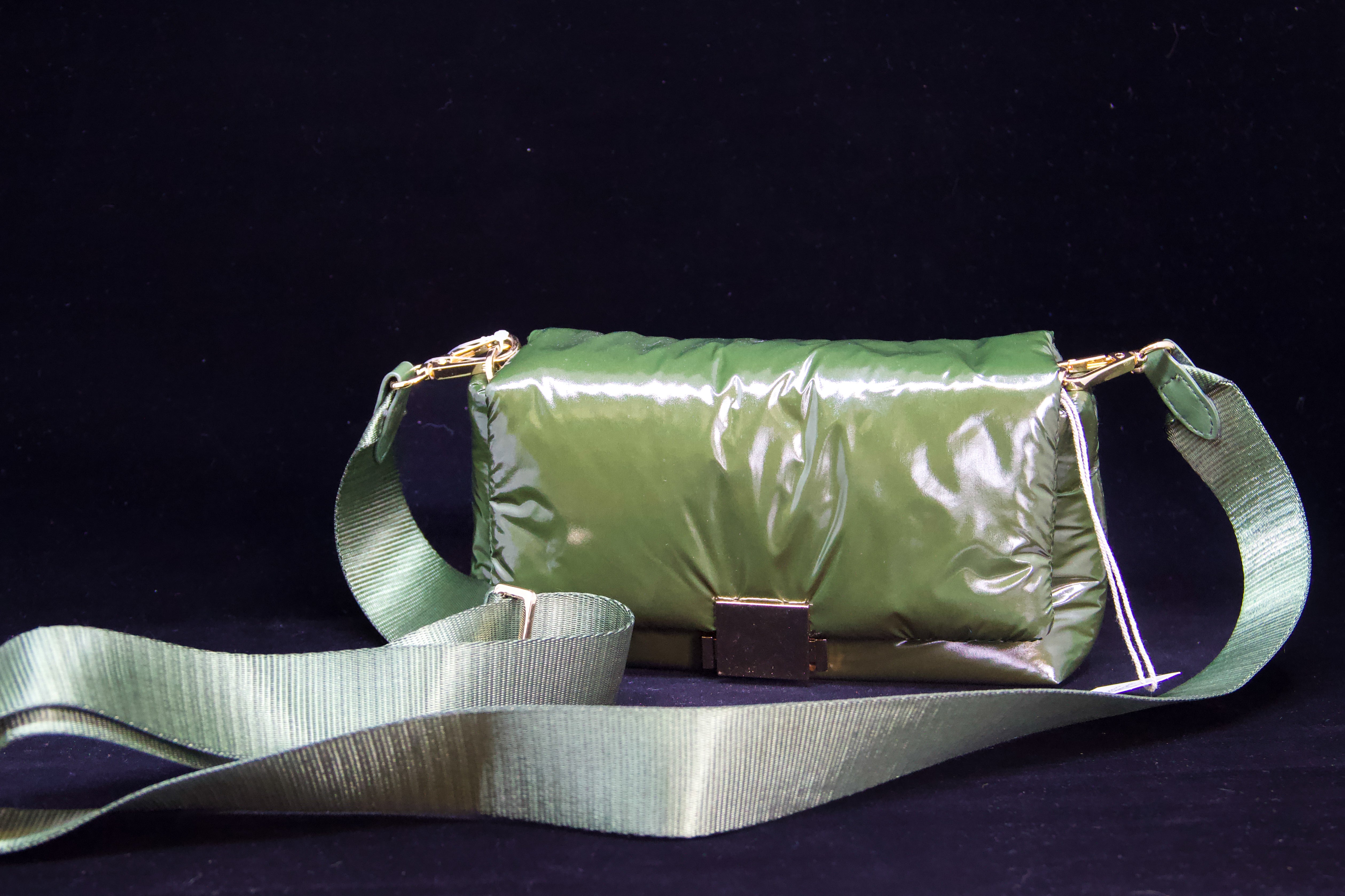 Olive Green Puffer Crossbody Bag