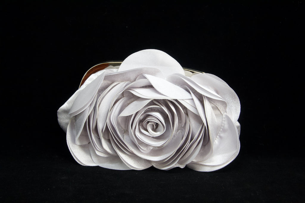 Silver Flower Clutch